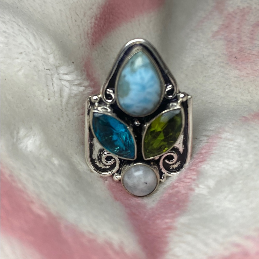 Larimar & Blue Topaz 925 Ring